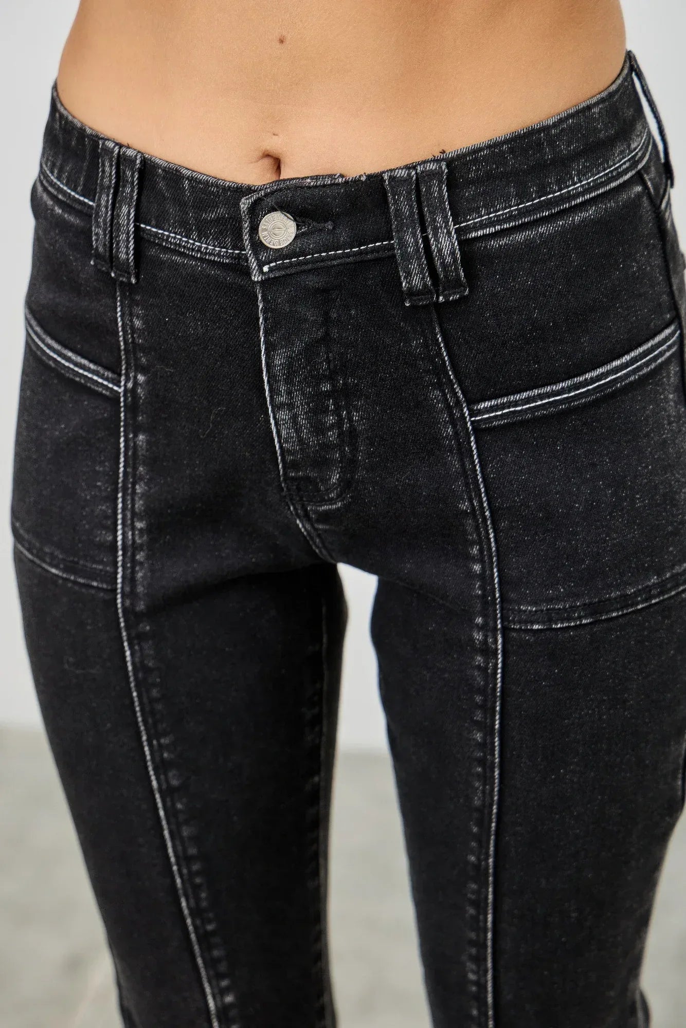 Mid Rise Slim Straight In Black Acid | Mixtshop LLC
