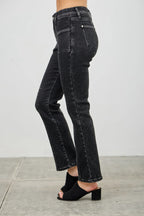 Mid Rise Slim Straight In Black Acid | Mixtshop LLC