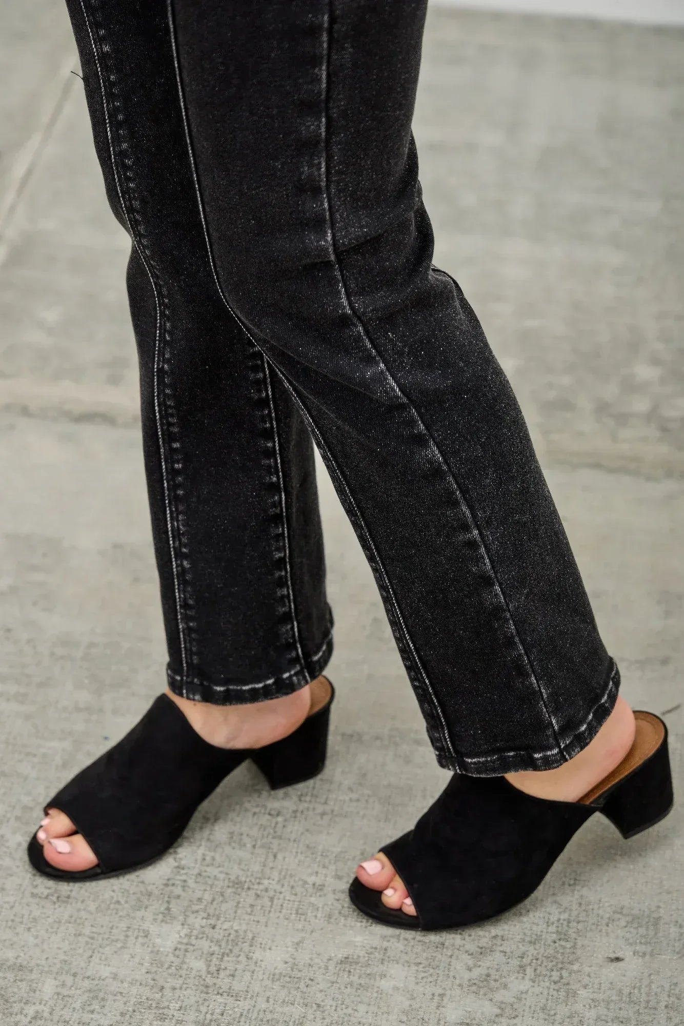 Mid Rise Slim Straight In Black Acid | Mixtshop LLC