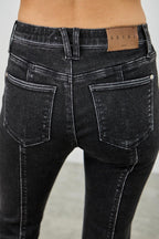 Mid Rise Slim Straight In Black Acid | Mixtshop LLC