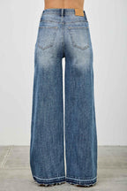 High Rise Wide Leg W/release Hem And Side Contrast | Mixtshop LLC