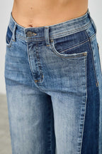 High Rise Wide Leg W/release Hem And Side Contrast | Mixtshop LLC