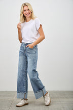 Mid Rise Cuffed Jeans With Stretch | Mixtshop LLC