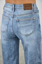 Mid Rise Cuffed Jeans With Stretch | Mixtshop LLC
