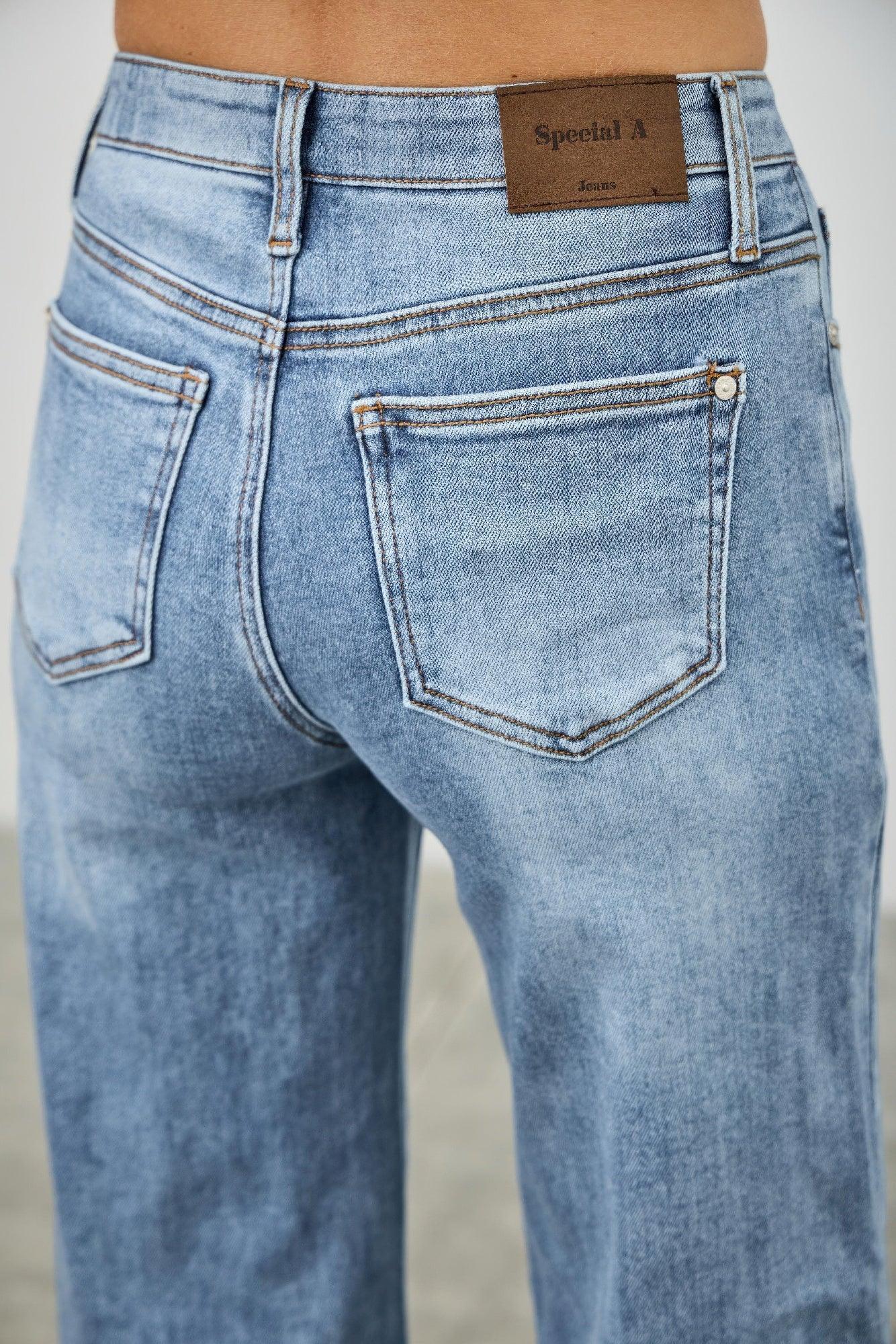 Mid Rise Cuffed Jeans With Stretch | Mixtshop LLC