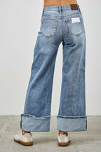 Mid Rise Cuffed Jeans With Stretch | Mixtshop LLC