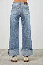 Mid Rise Cuffed Jeans With Stretch | Mixtshop LLC
