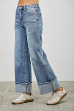Mid Rise Cuffed Jeans With Stretch | Mixtshop LLC