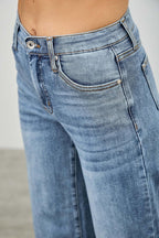 Mid Rise Cuffed Jeans With Stretch | Mixtshop LLC