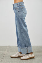Mid Rise Cuffed Jeans With Stretch | Mixtshop LLC