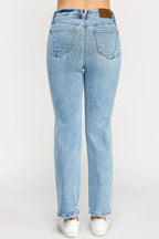 High Rise Button Fly Crop Slim Straight | Mixtshop LLC