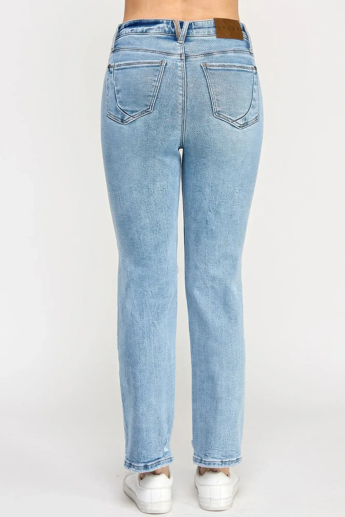 High Rise Button Fly Crop Slim Straight | Mixtshop LLC