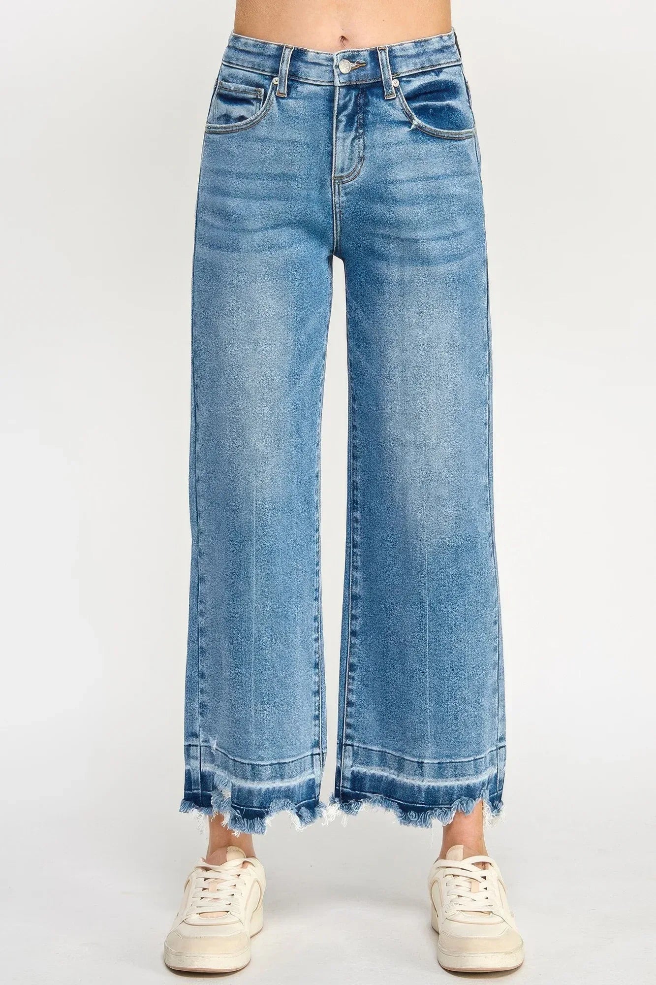 Tummy Control High Rise Crop Wide W/ Released Hem | Mixtshop LLC