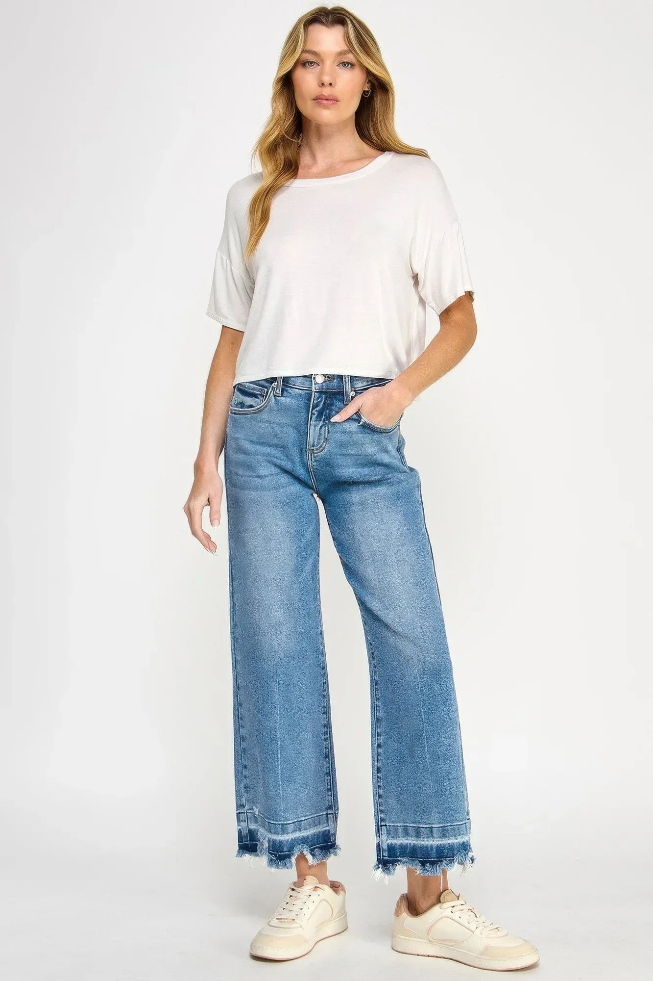 Tummy Control High Rise Crop Wide W/ Released Hem | Mixtshop LLC