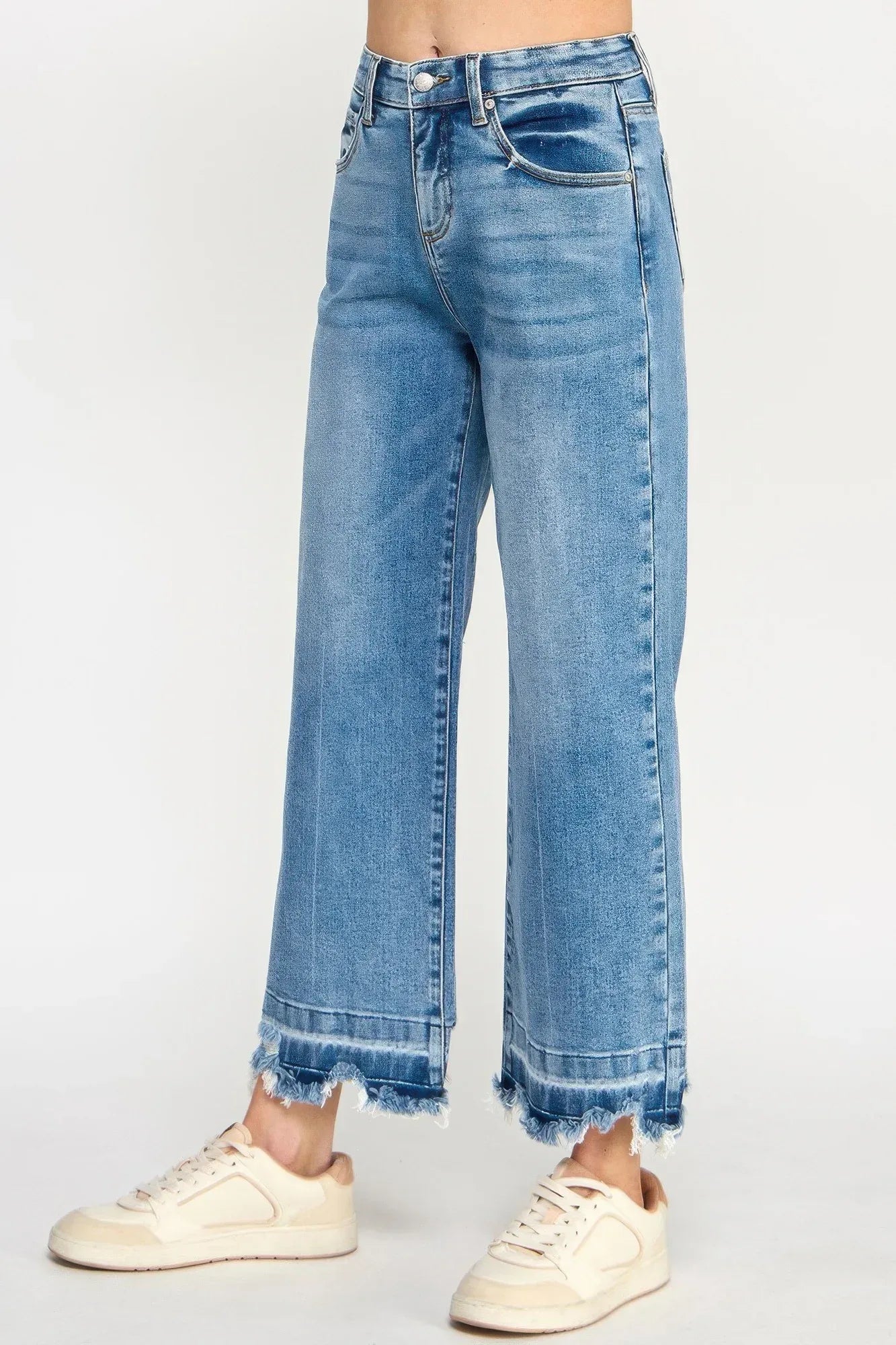 Tummy Control High Rise Crop Wide W/ Released Hem | Mixtshop LLC