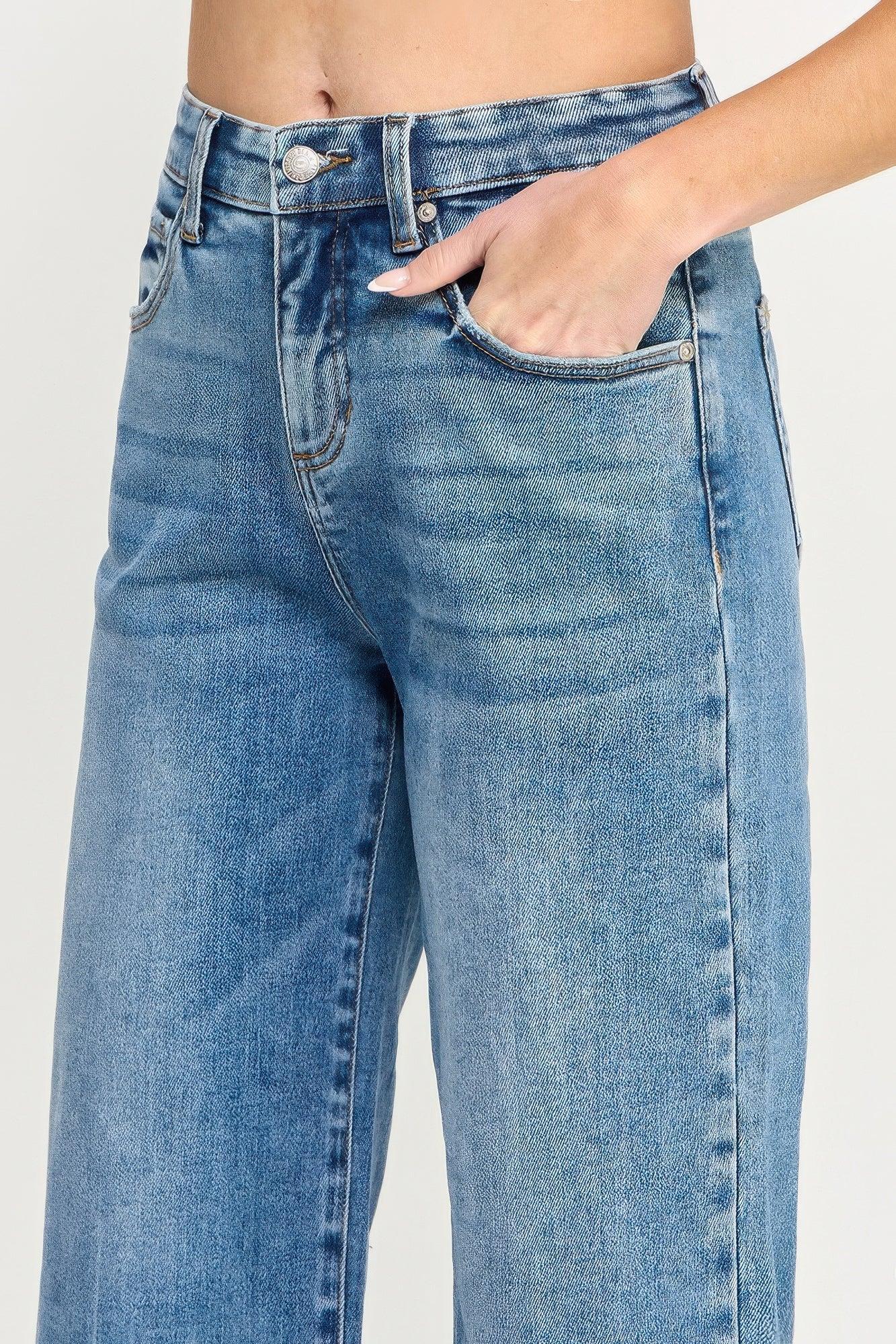 Tummy Control High Rise Crop Wide W/ Released Hem | Mixtshop LLC