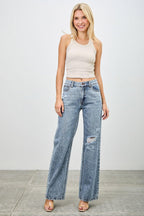 Mid Rise Relaxed Straight With Destroy | Mixtshop LLC