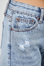 Mid Rise Relaxed Straight With Destroy | Mixtshop LLC