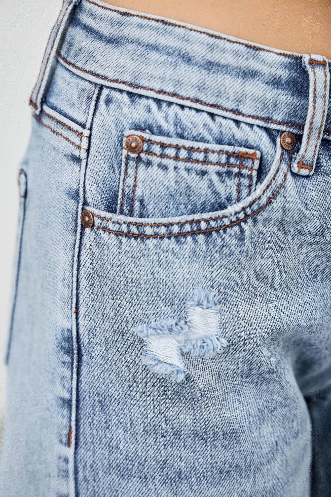 Mid Rise Relaxed Straight With Destroy | Mixtshop LLC