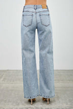 Mid Rise Relaxed Straight With Destroy | Mixtshop LLC