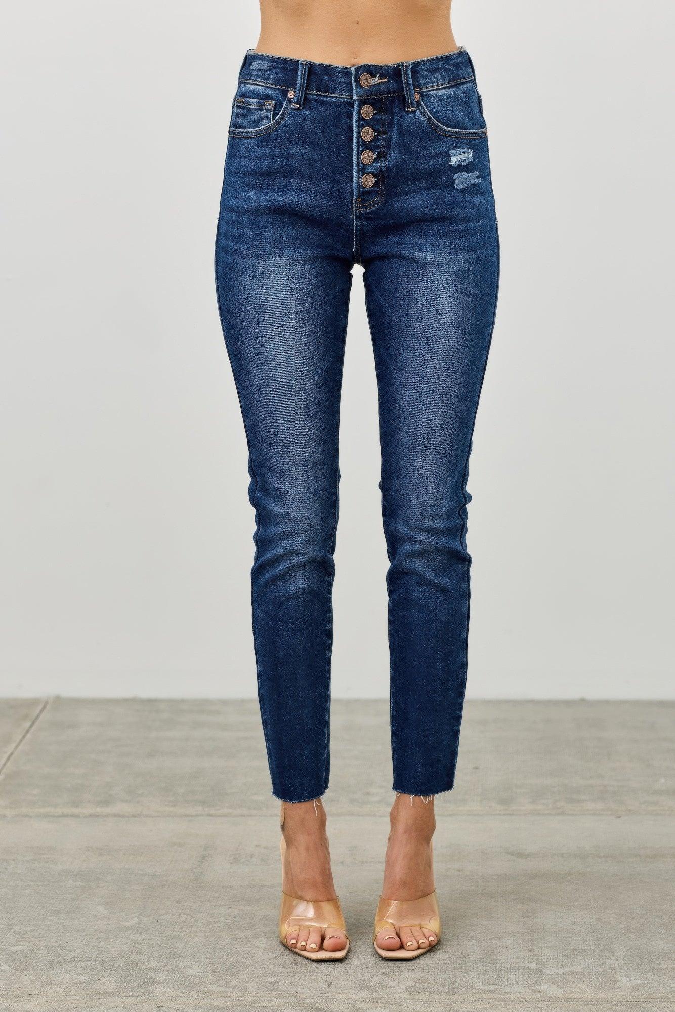High Rise Ankle Skinny With Button Fly | Mixtshop LLC