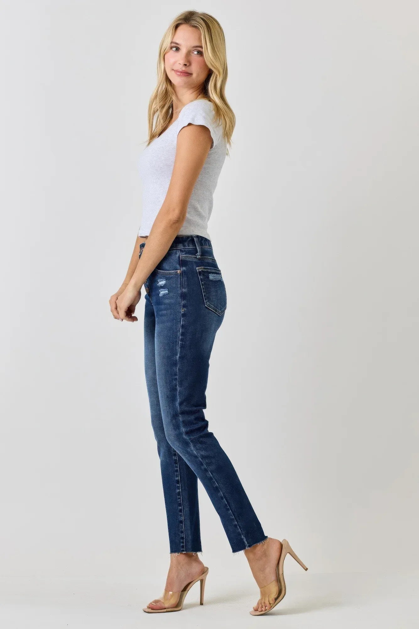 High Rise Ankle Skinny With Button Fly | Mixtshop LLC