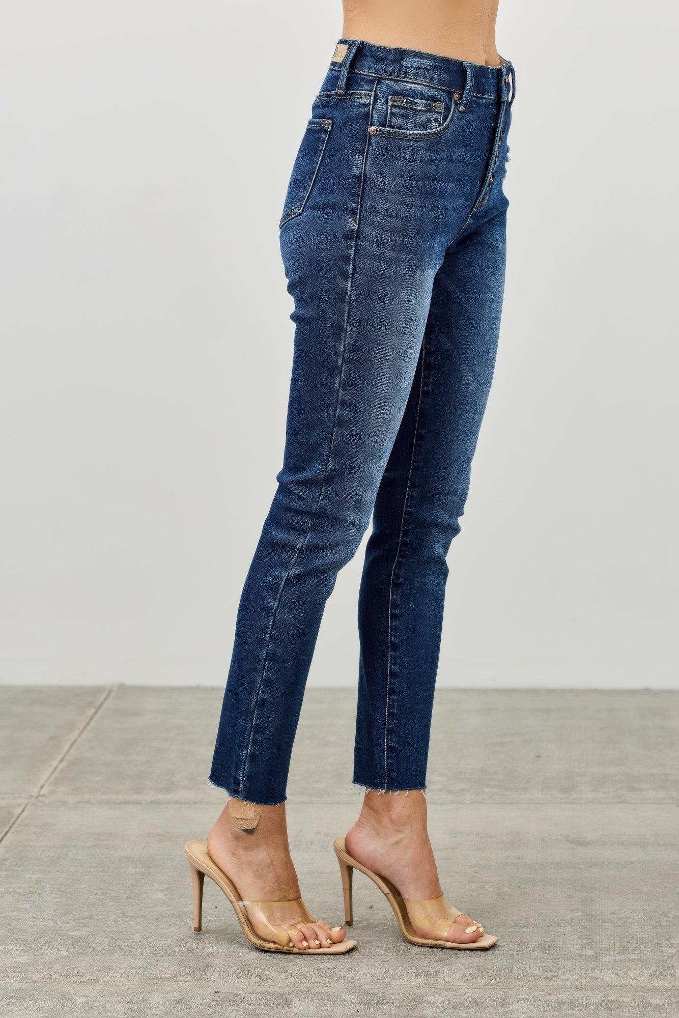 High Rise Ankle Skinny With Button Fly | Mixtshop LLC