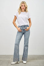 High Rise Kick Flare With Rhinestone | Mixtshop LLC