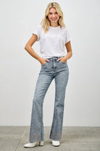 High Rise Kick Flare With Rhinestone | Mixtshop LLC