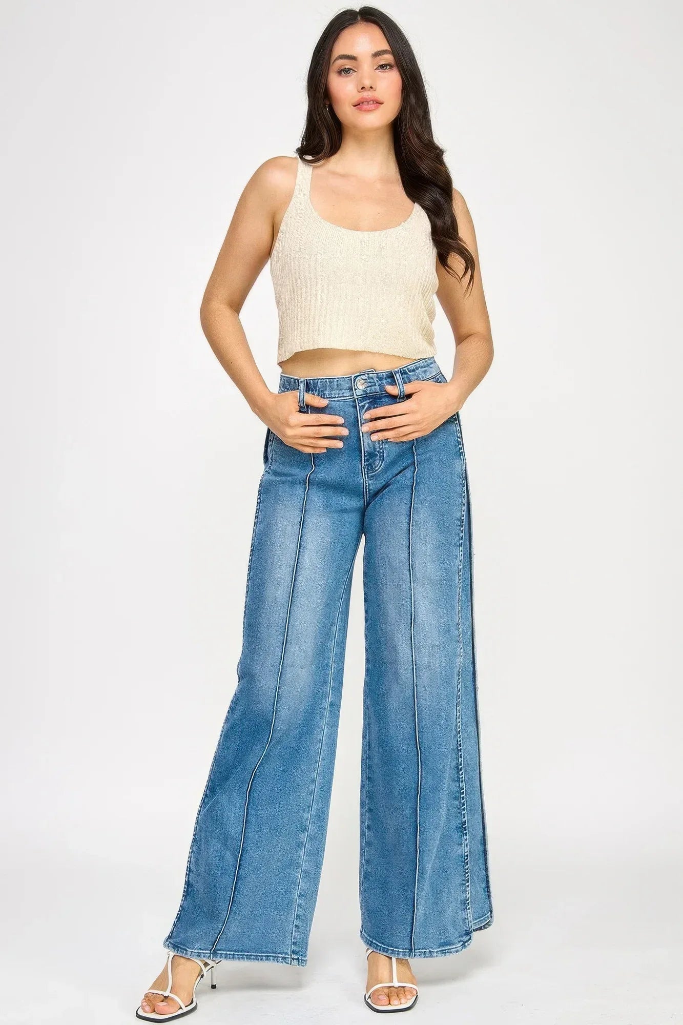 High Rise Wide Leg With Tummy Control | Mixtshop LLC