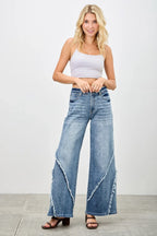 Mid Rise Wide Frayed Seam | Mixtshop LLC
