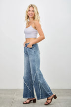 Mid Rise Wide Frayed Seam | Mixtshop LLC