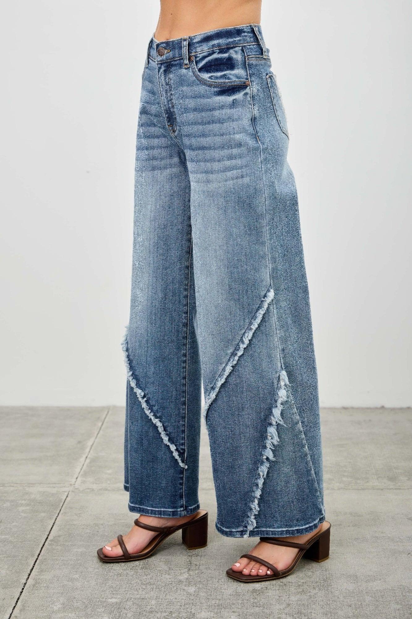 Mid Rise Wide Frayed Seam | Mixtshop LLC