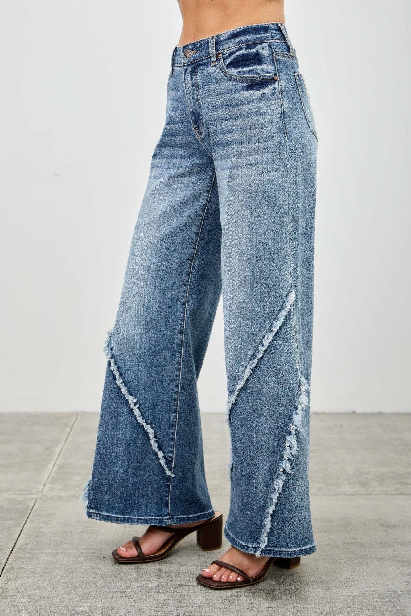 Mid Rise Wide Frayed Seam | Mixtshop LLC