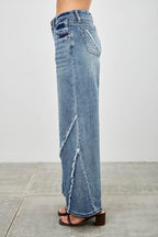 Mid Rise Wide Frayed Seam | Mixtshop LLC