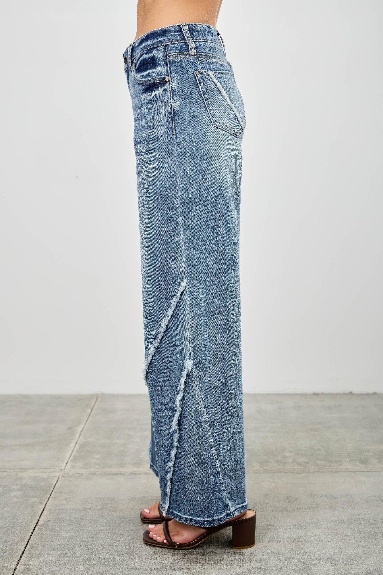 Mid Rise Wide Frayed Seam | Mixtshop LLC