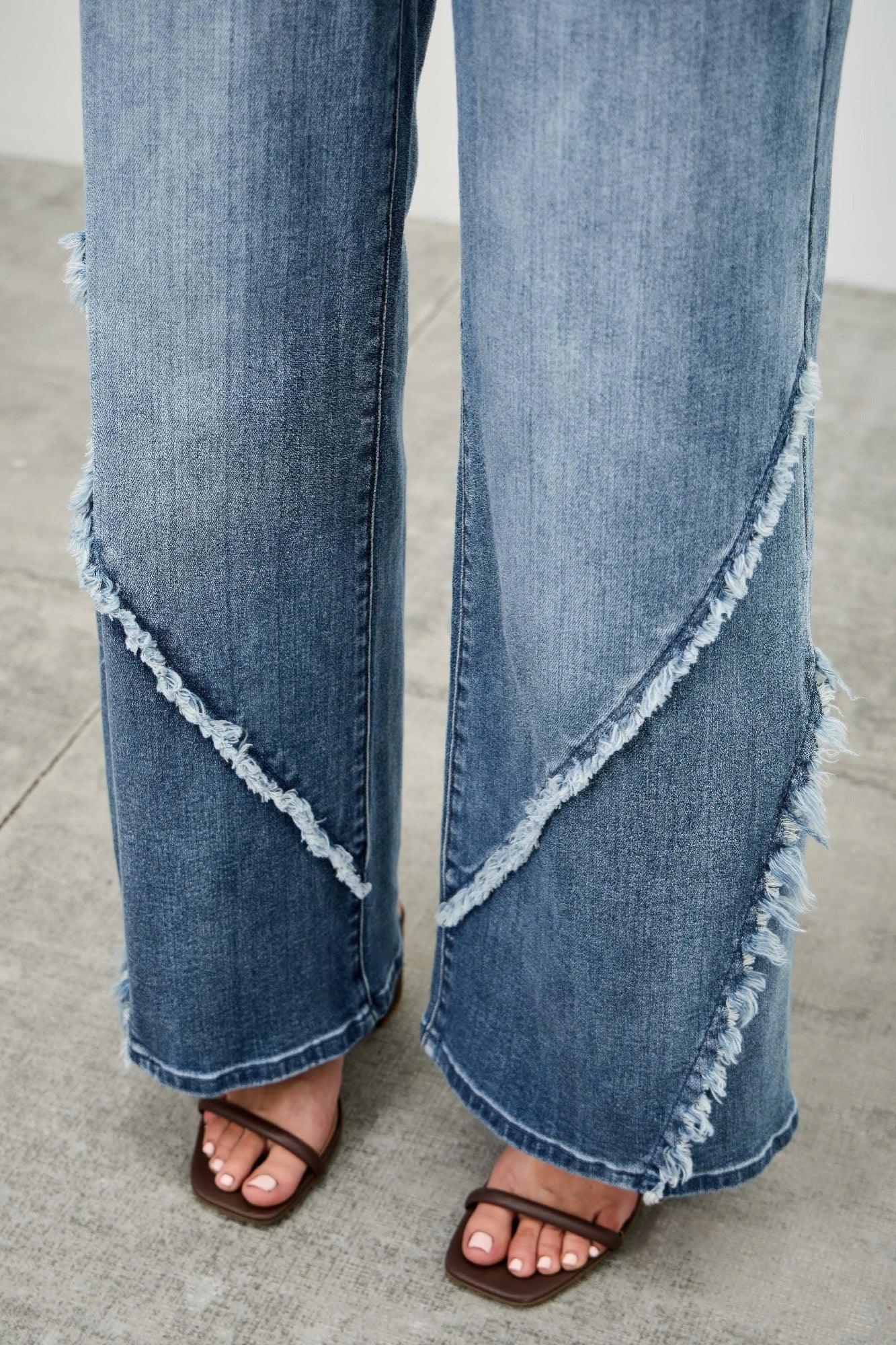 Mid Rise Wide Frayed Seam | Mixtshop LLC