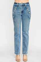 High Rise Dad Jean With Scallop Pocket | Mixtshop LLC