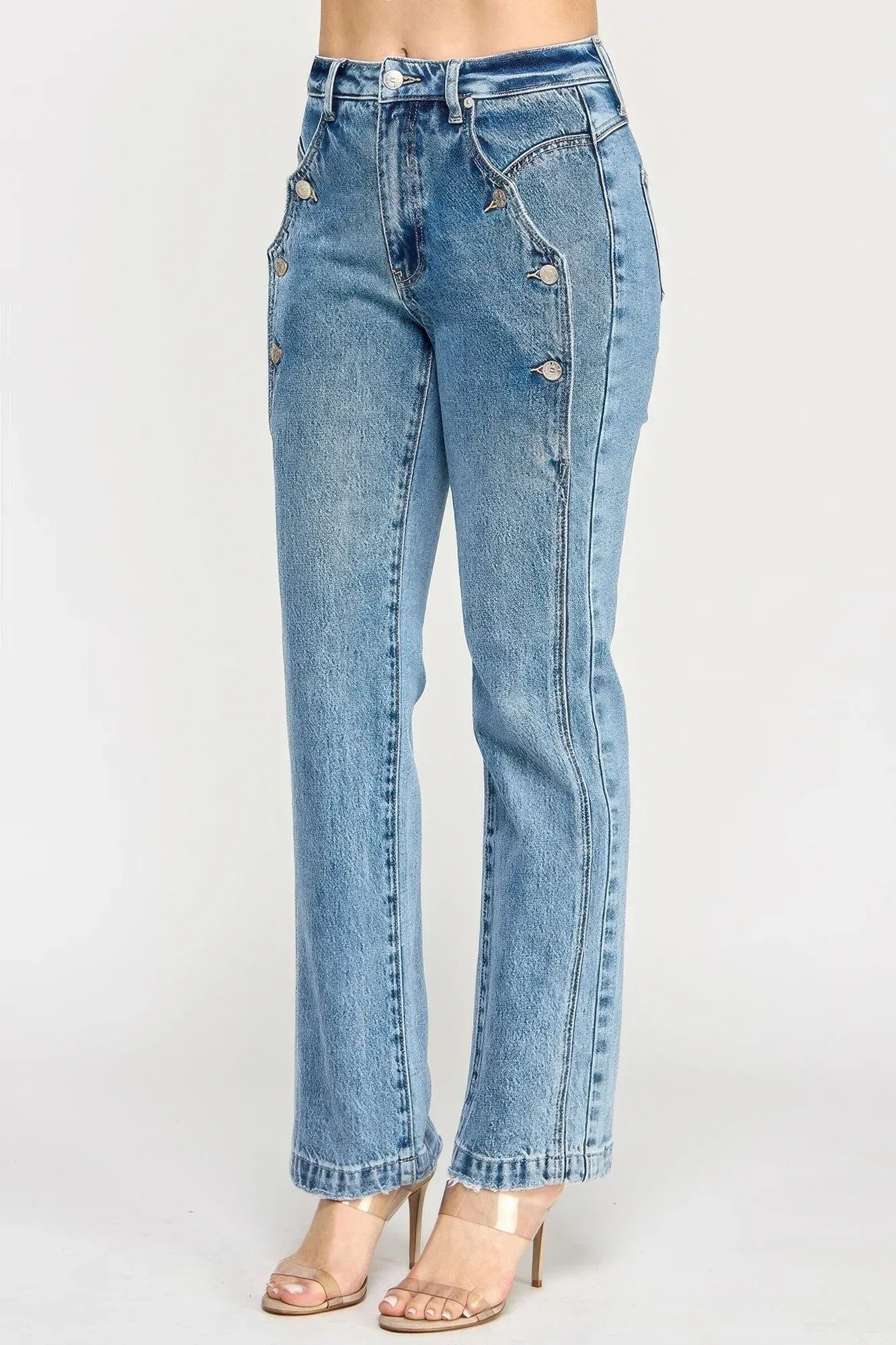 High Rise Dad Jean With Scallop Pocket | Mixtshop LLC