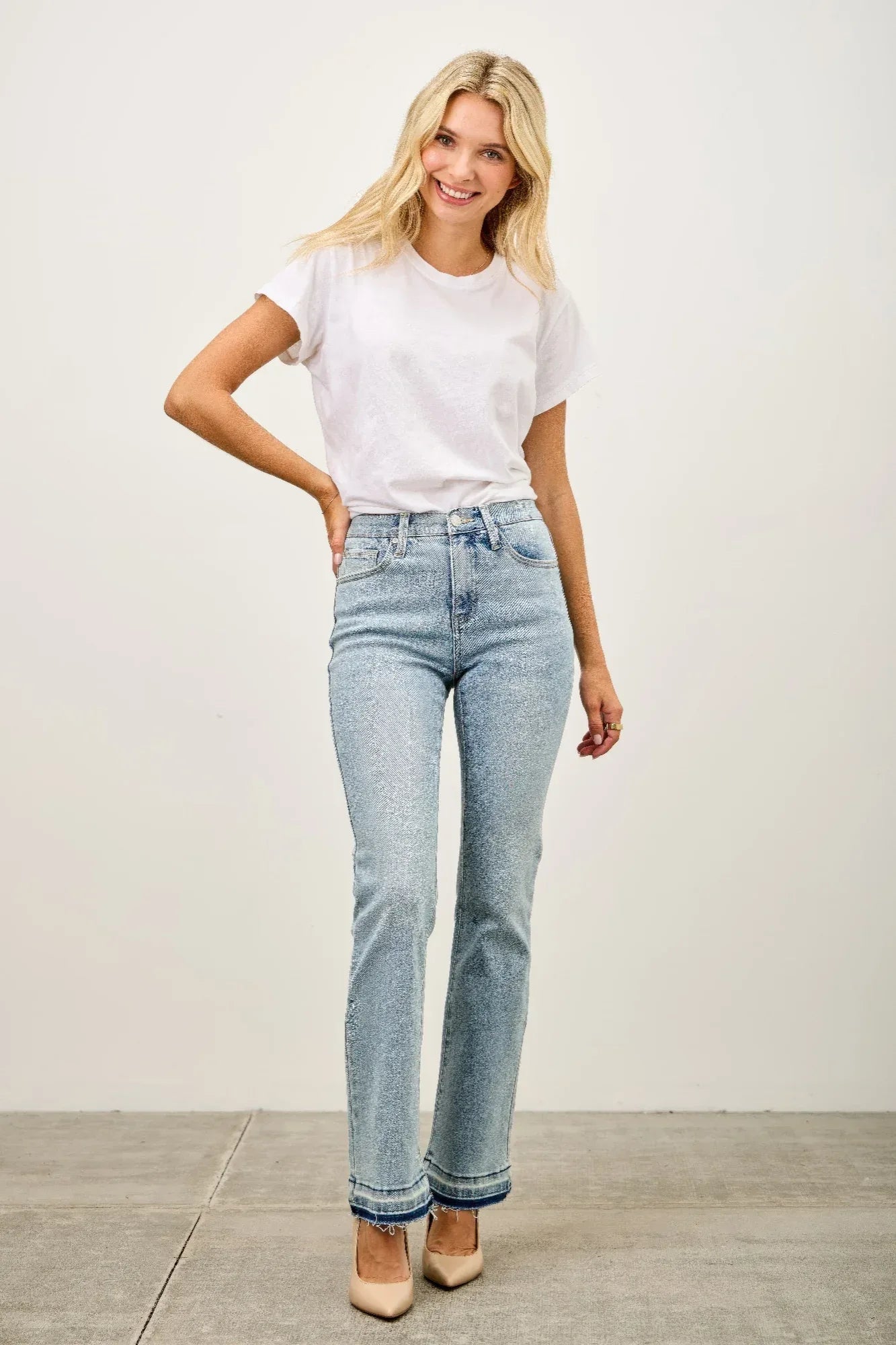 Mid Rise Flare With Released Hem | Mixtshop LLC