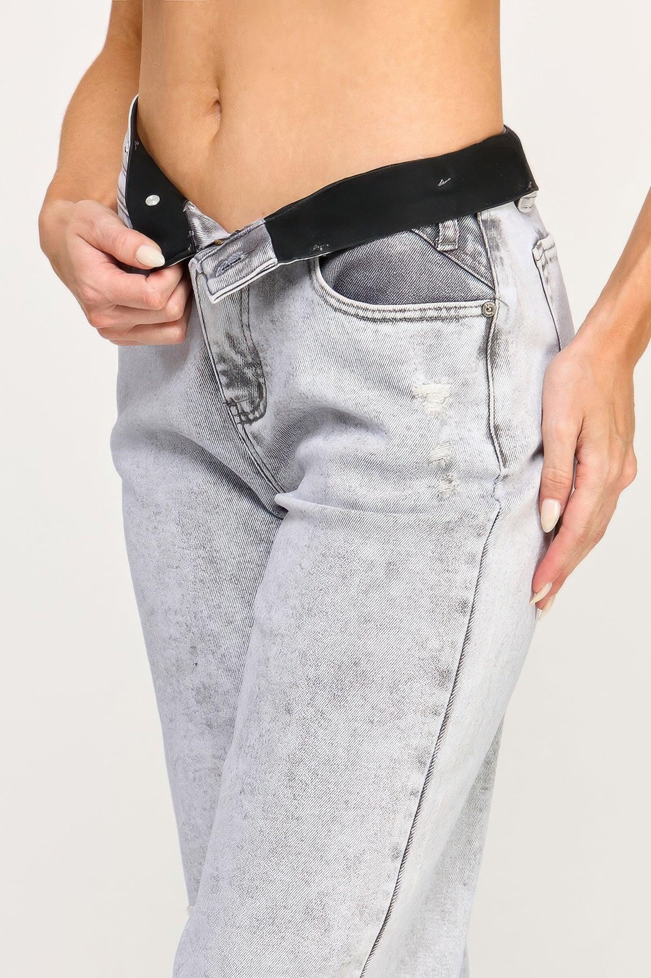 High Rise Wide Leg With Acid Grey | Mixtshop LLC