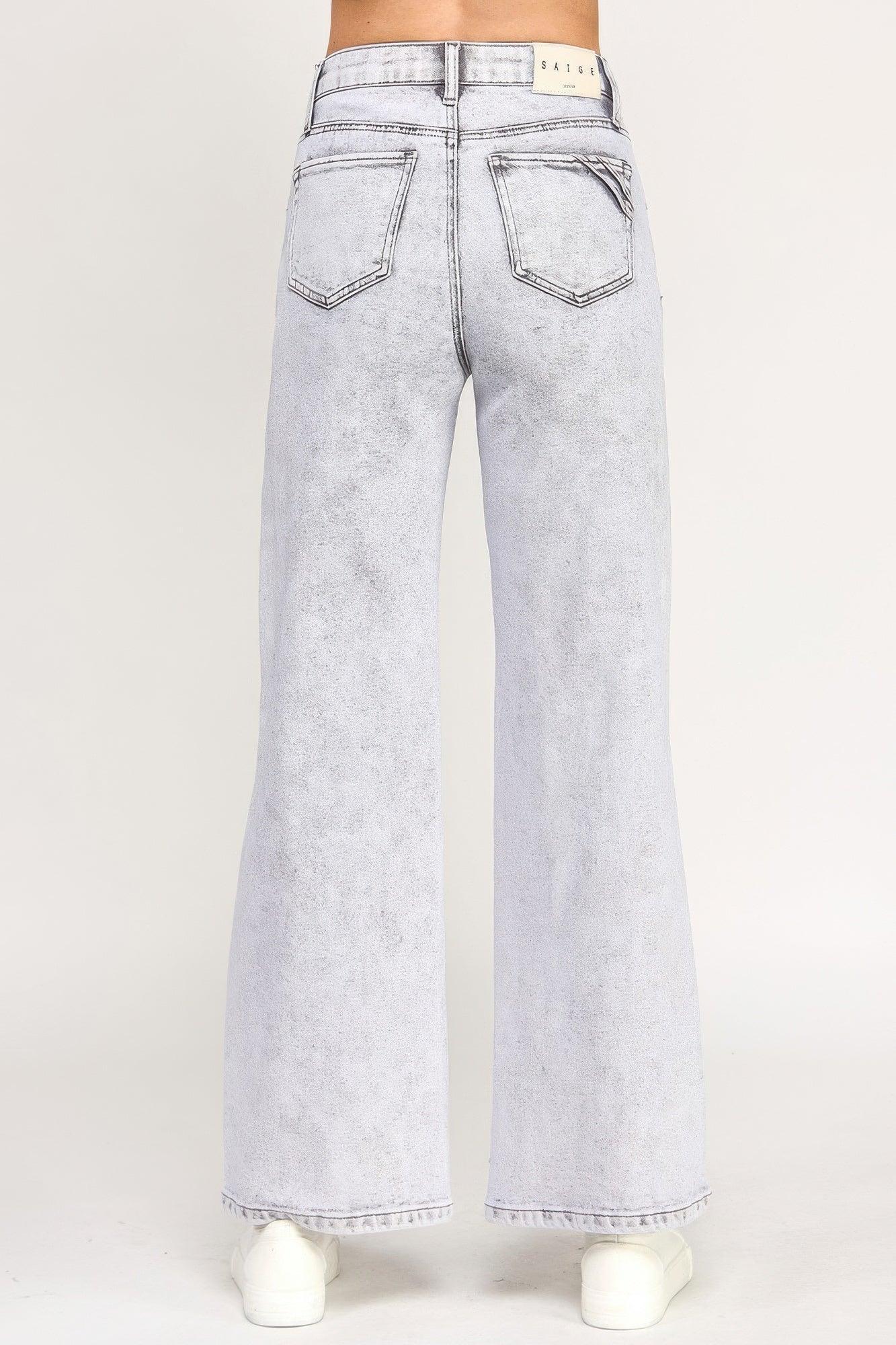 High Rise Wide Leg With Acid Grey | Mixtshop LLC