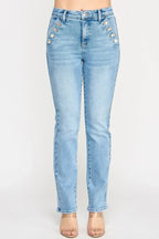 High Rise Straight With Button Pocket | Mixtshop LLC