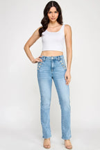 High Rise Straight With Button Pocket | Mixtshop LLC