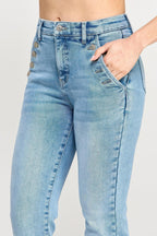 High Rise Straight With Button Pocket | Mixtshop LLC