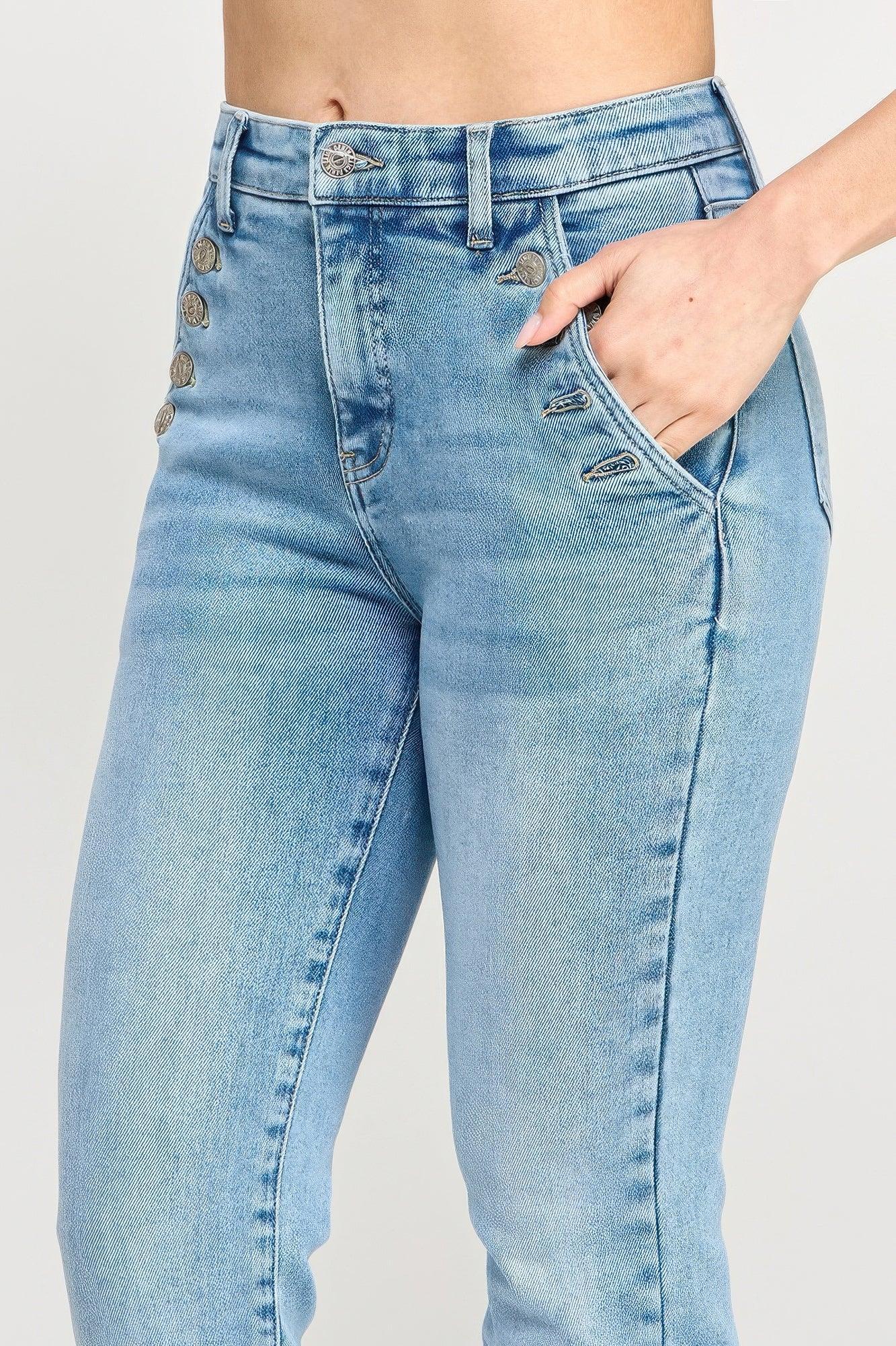 High Rise Straight With Button Pocket | Mixtshop LLC