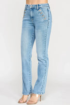 High Rise Straight With Button Pocket | Mixtshop LLC