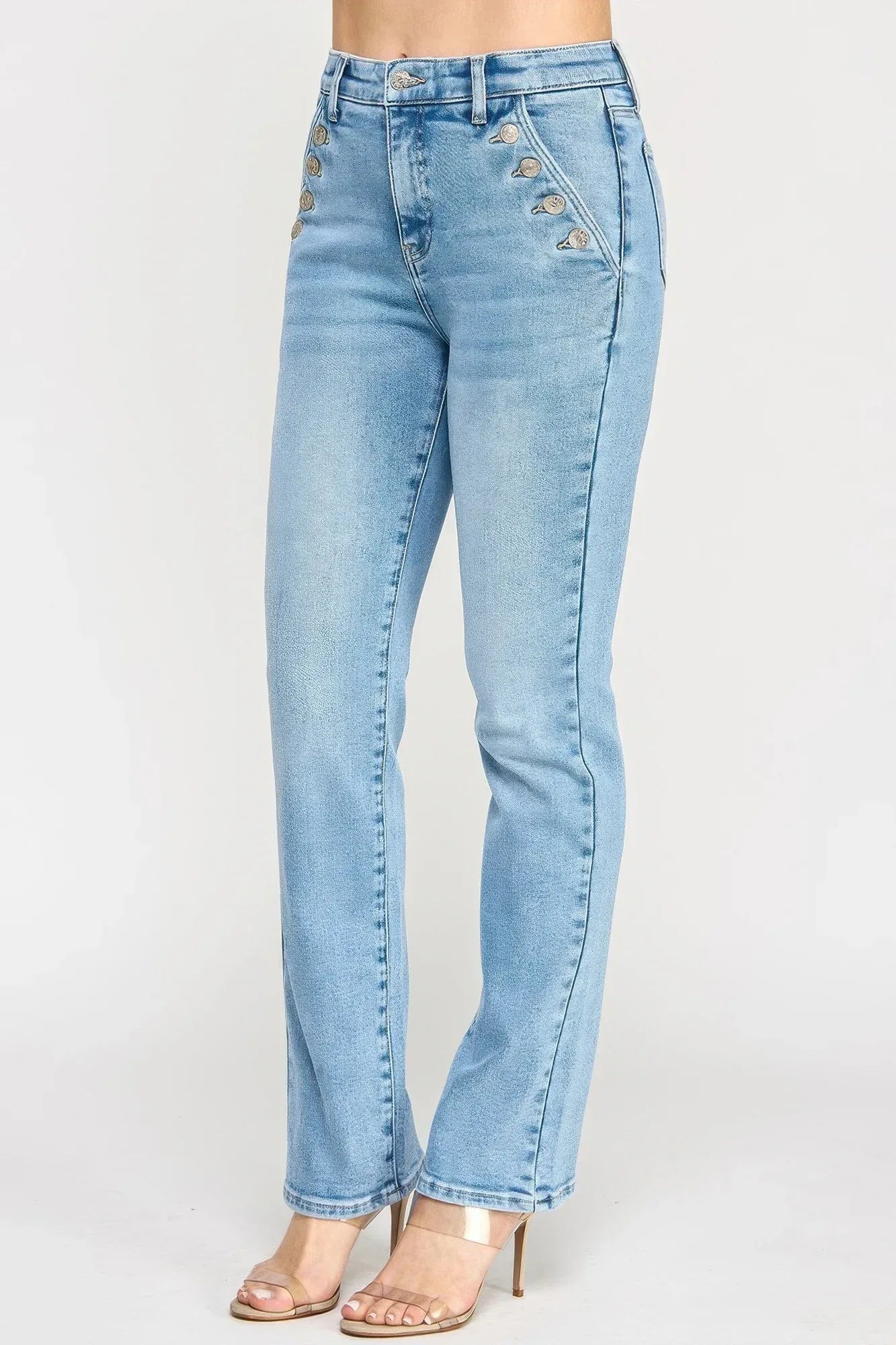 High Rise Straight With Button Pocket | Mixtshop LLC