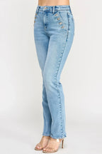 High Rise Straight With Button Pocket | Mixtshop LLC