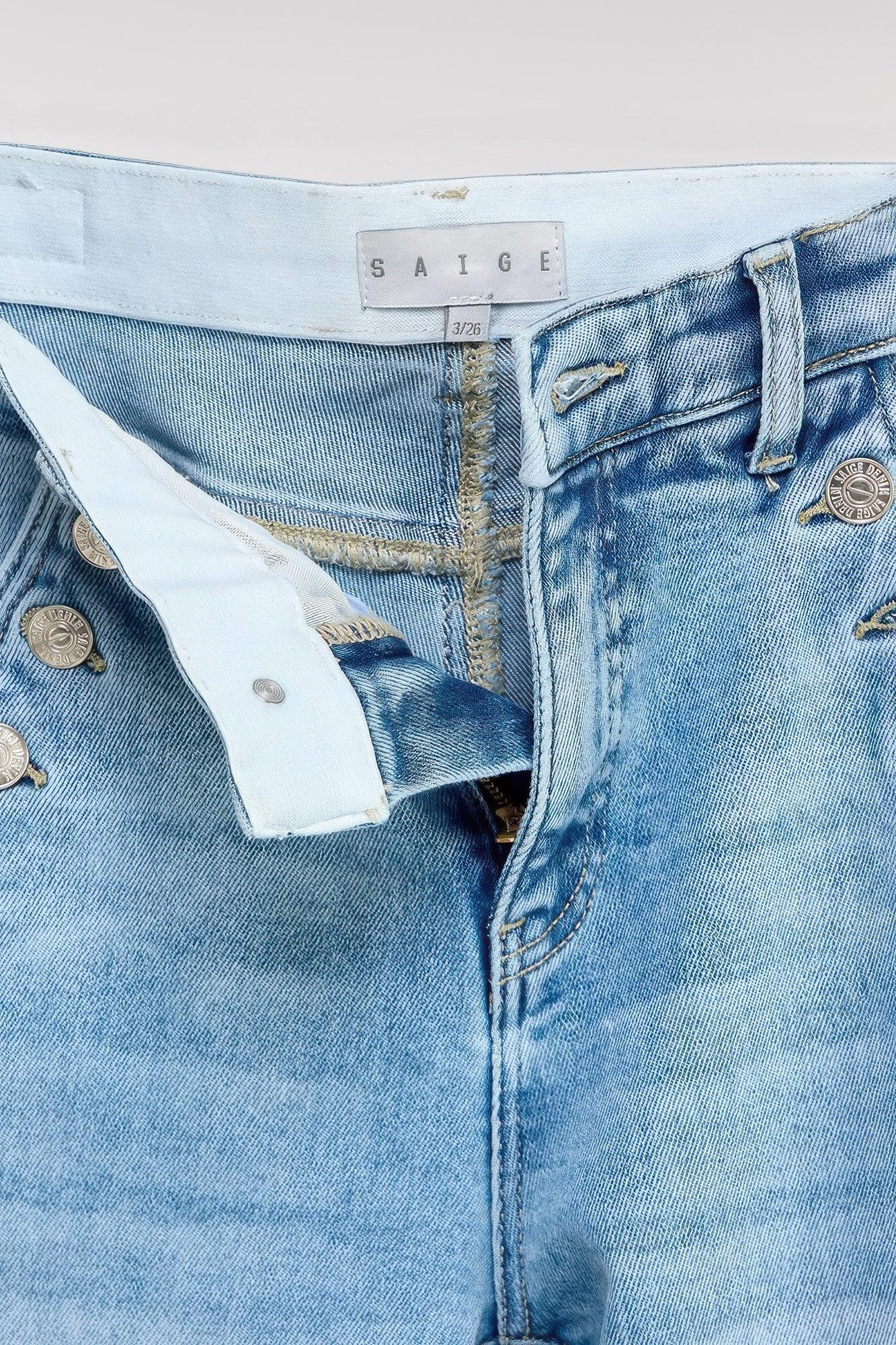 High Rise Straight With Button Pocket | Mixtshop LLC